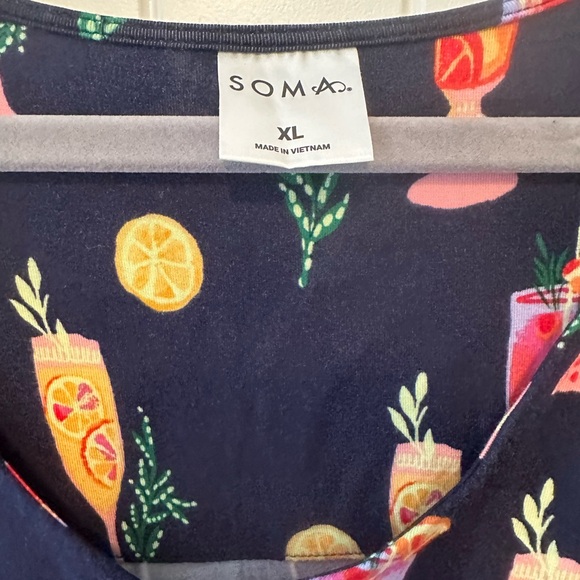 Adorable Soma Navy Cool Nights Cotton Night Dress - Picture 5 of 9